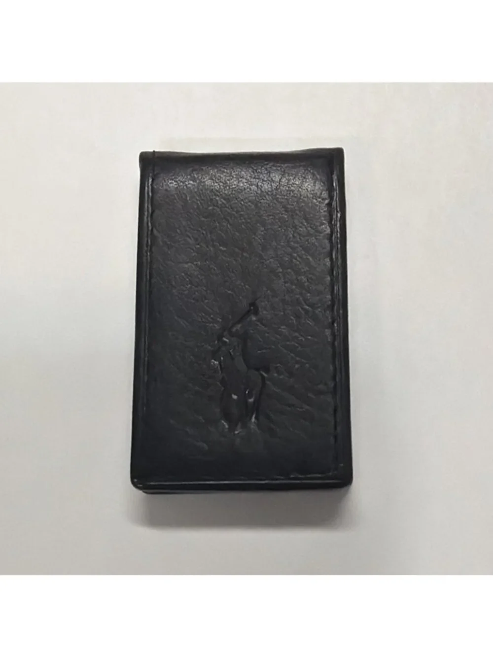 Polo Ralph Lauren Black Pebbled Leather Magnetic Money Clip